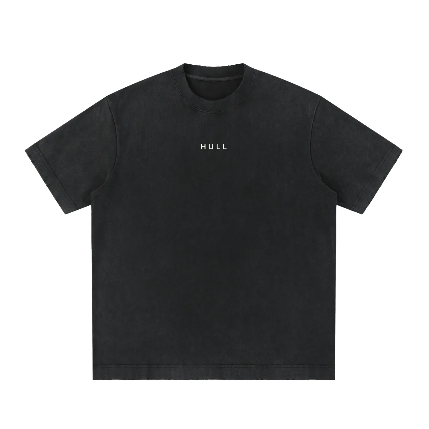 Black HULL Premium Washed Frayed Minimal Tee