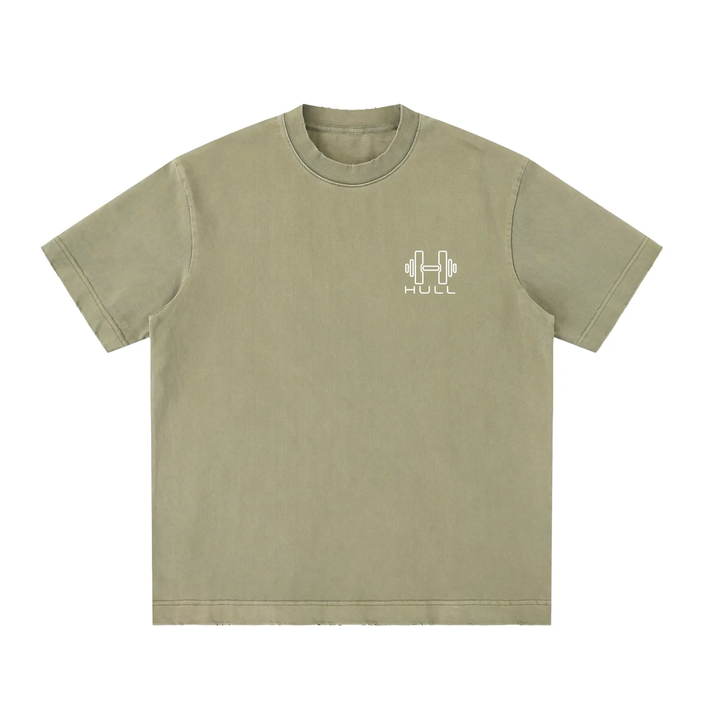Gray Green HULL Premium Washed Frayed Icon Tee