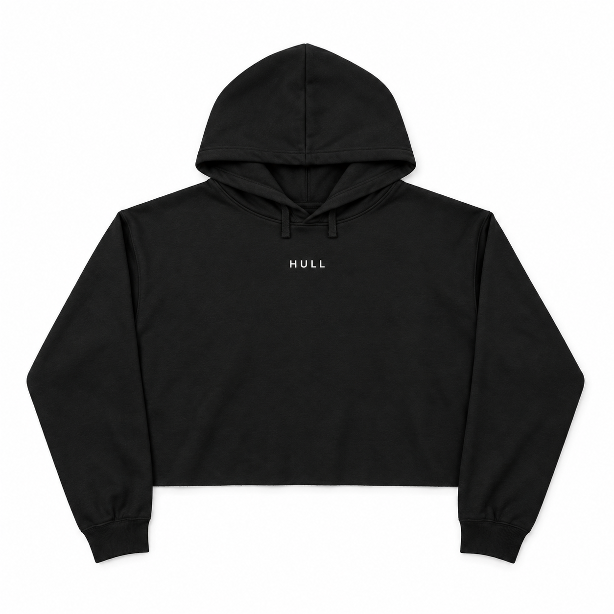 Black HULL Core Women's Cropped Minimal Hoodie
