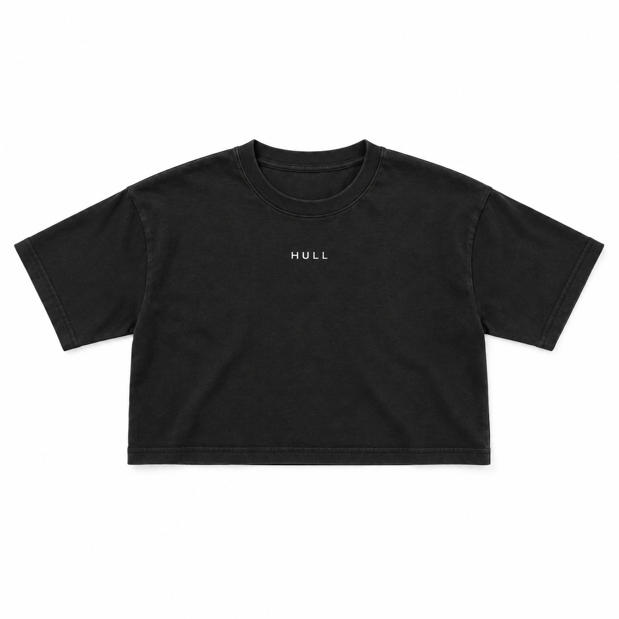 Washed Black HULL Premium Women's Garment-Dyed Cropped Minimal Tee
